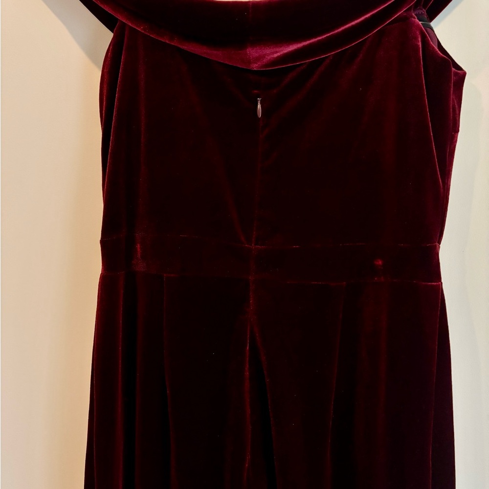 BHLDN Elegant Off-Shoulder Burgundy Dress - Picture 5 of 9